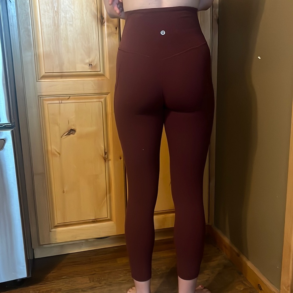Used Lululemon Maroon Red Pocket Leggings